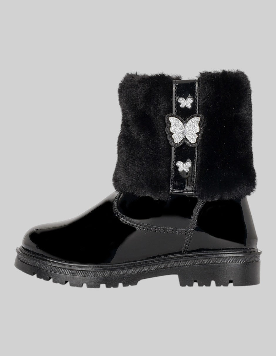 Botas Exterior Charol Color Negro Para Niña De RBCOLLECTION