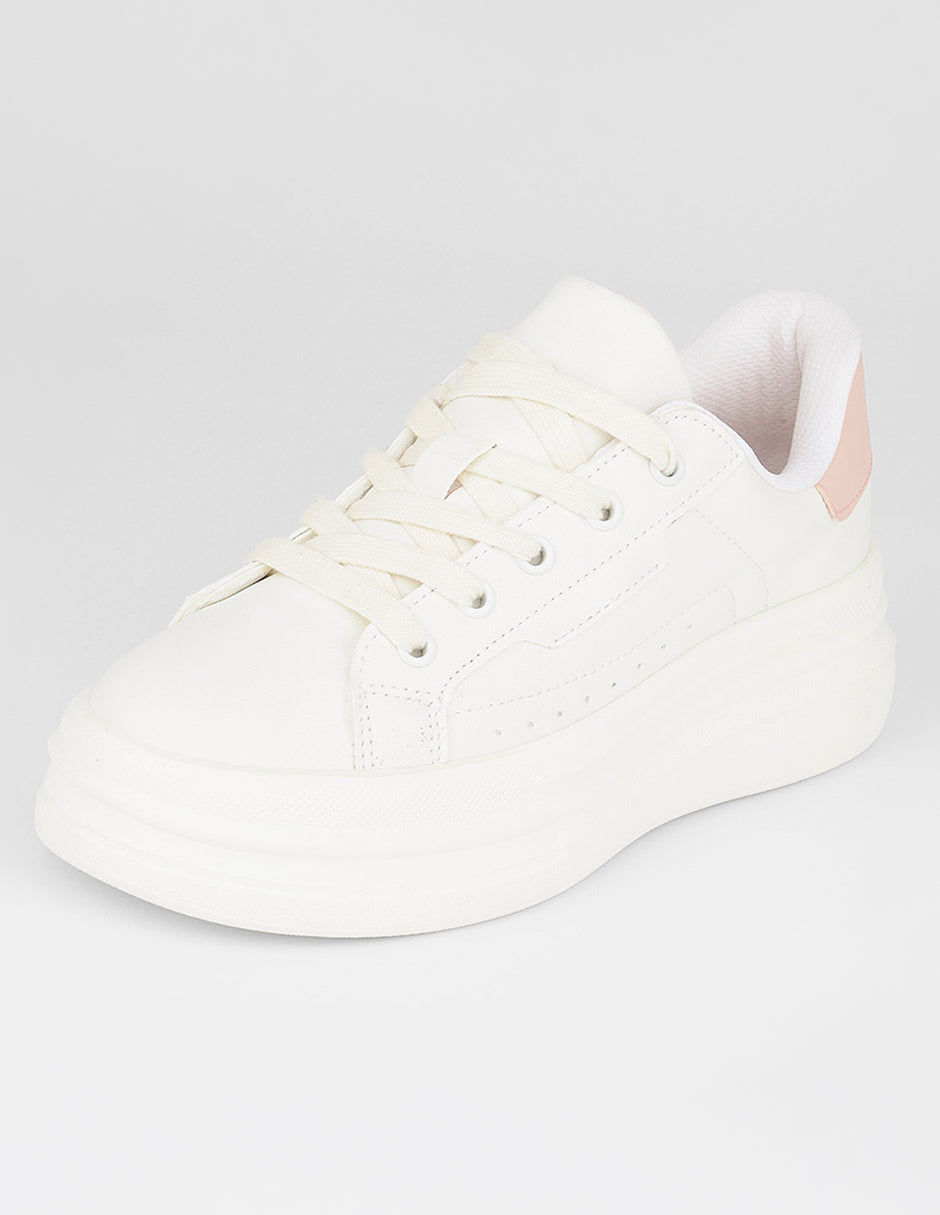 Tenis con cordones  Urban en Piel vegana – Blanco
