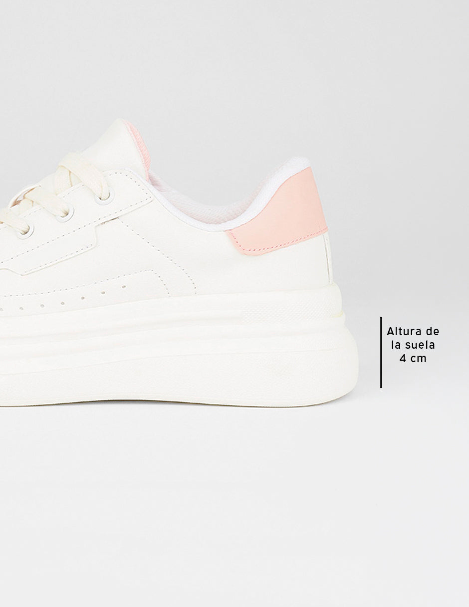 Tenis con cordones  Urban en Piel vegana – Blanco