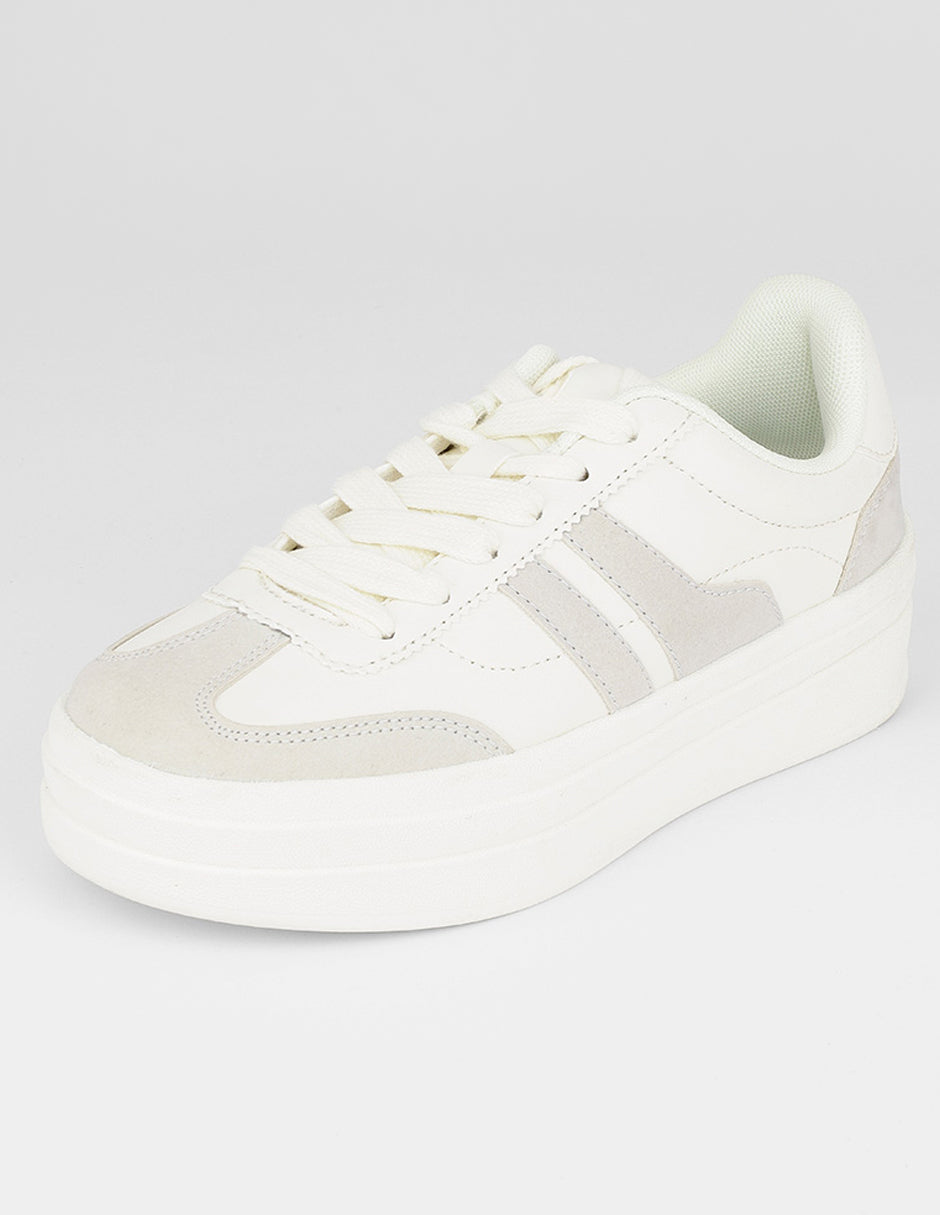 Tenis con cordones  Urban en Piel vegana – Blanco