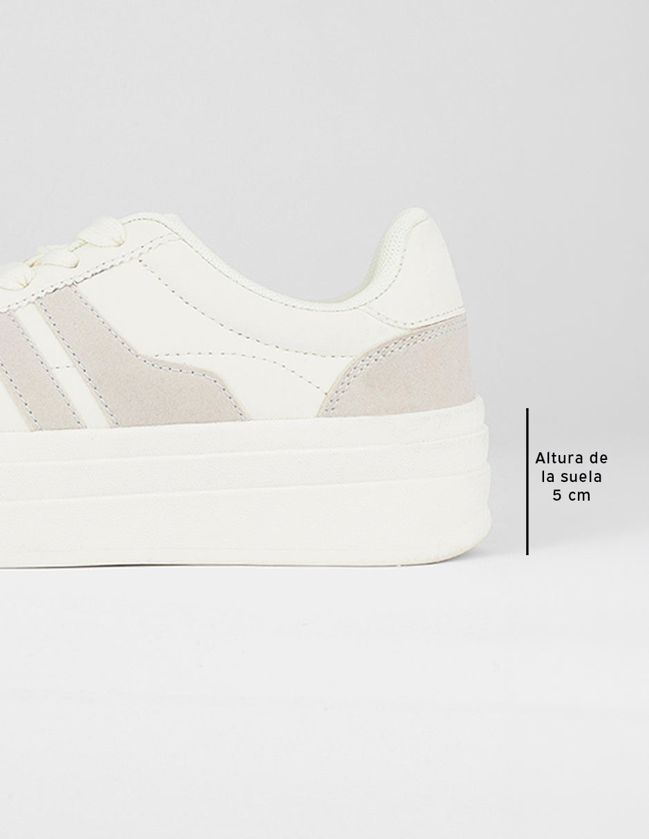 Tenis con cordones  Urban en Piel vegana – Blanco