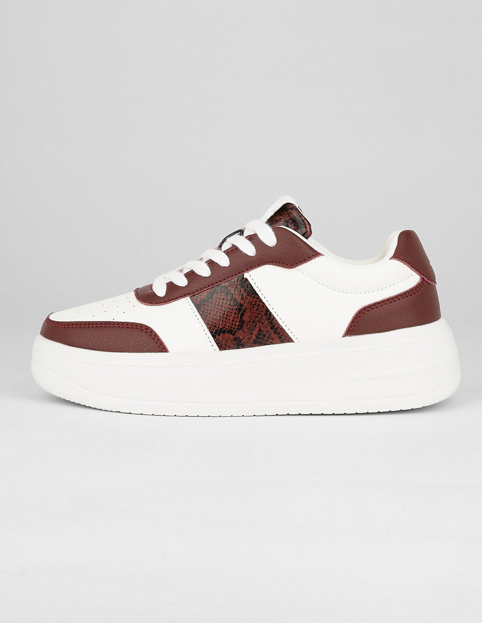 Tenis con cordones Exterior Piel vegana Color Blanco Para Mujer De RBCOLLECTION