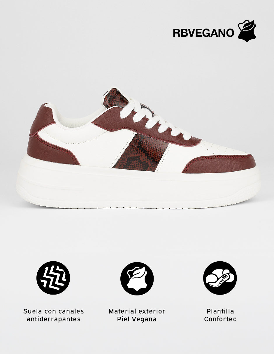 Tenis con cordones  Urban en Piel vegana – Blanco