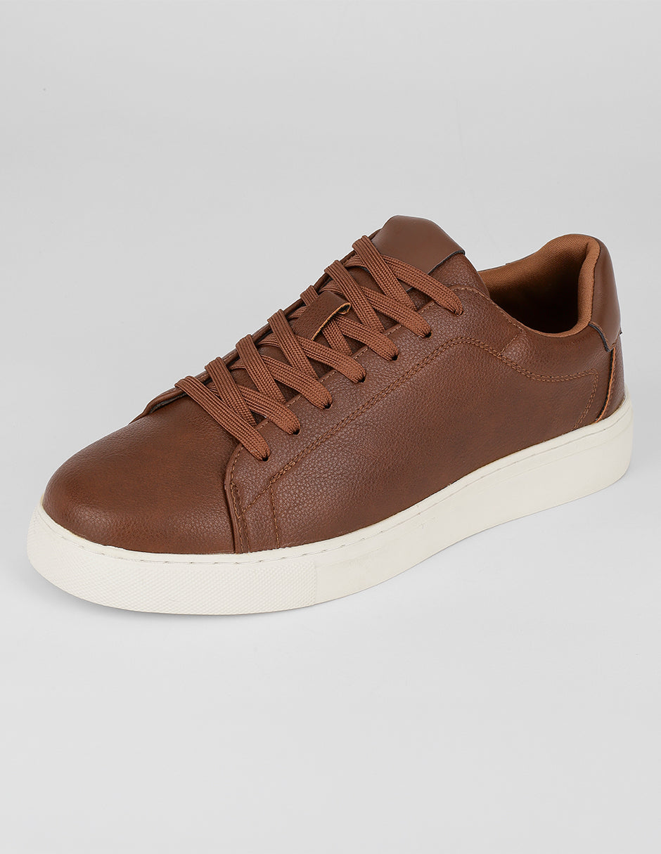 Tenis con cordones Urban en Piel vegana – Café
