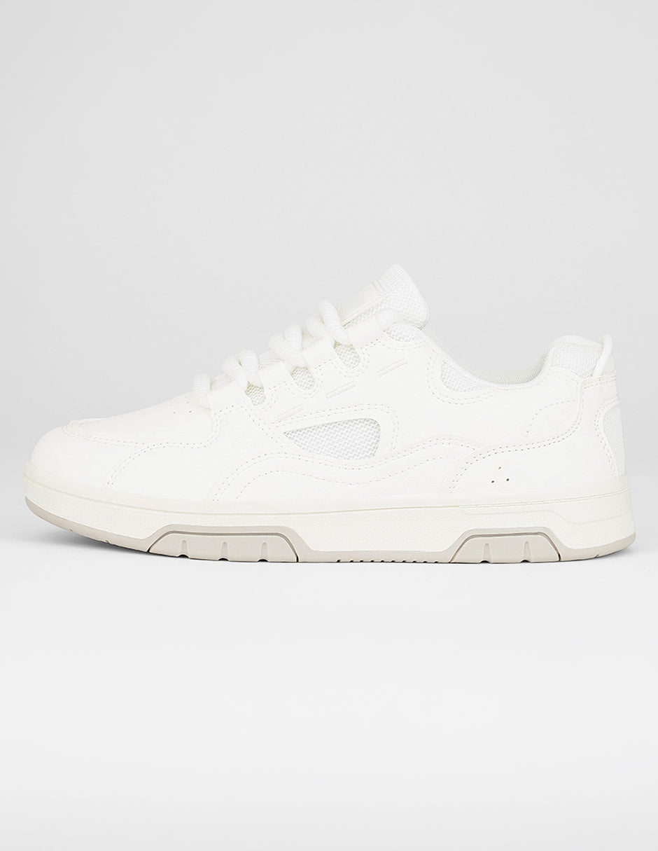 Tenis con cordones Exterior Piel vegana Color Blanco Para Mujer De RBCOLLECTION