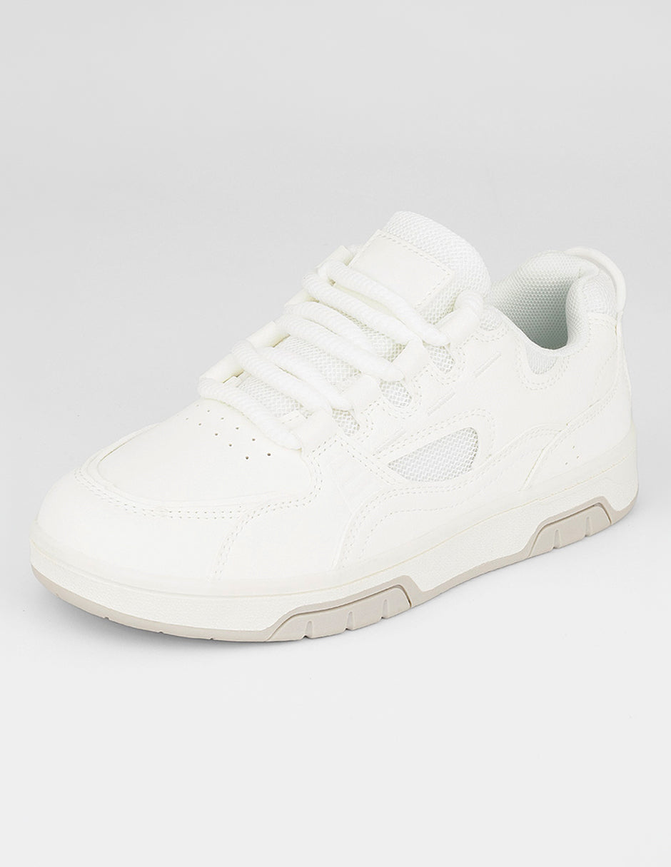Tenis con cordones  Urban en Piel vegana – Blanco