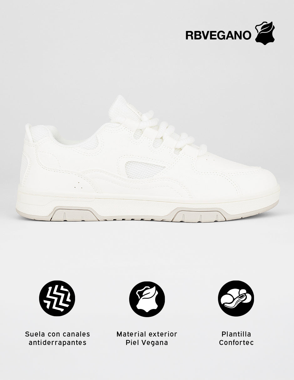 Tenis con cordones  Urban en Piel vegana – Blanco