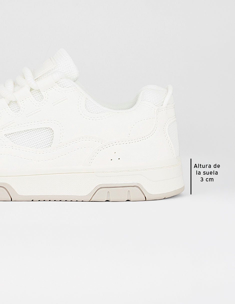 Tenis con cordones  Urban en Piel vegana – Blanco