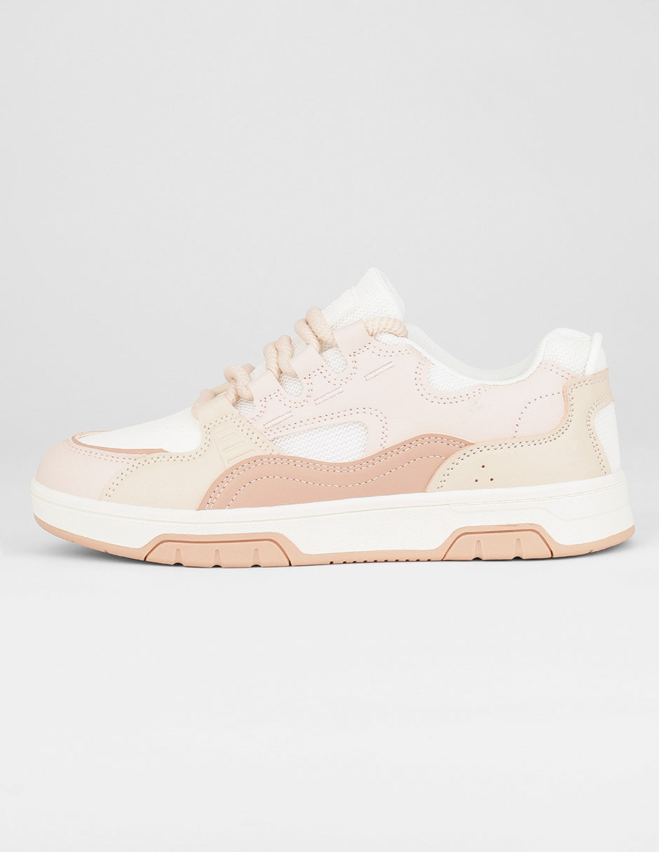 Tenis con cordones Exterior Piel vegana Color Rosa Para Mujer De RBCOLLECTION