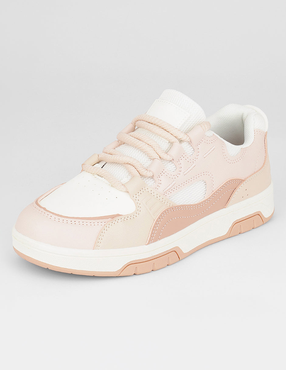 Tenis con cordones  Urban en Piel vegana – Rosa