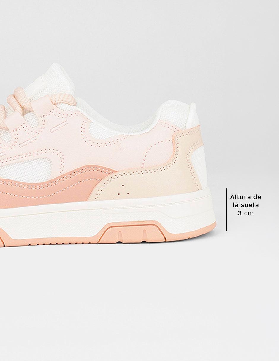Tenis con cordones  Urban en Piel vegana – Rosa