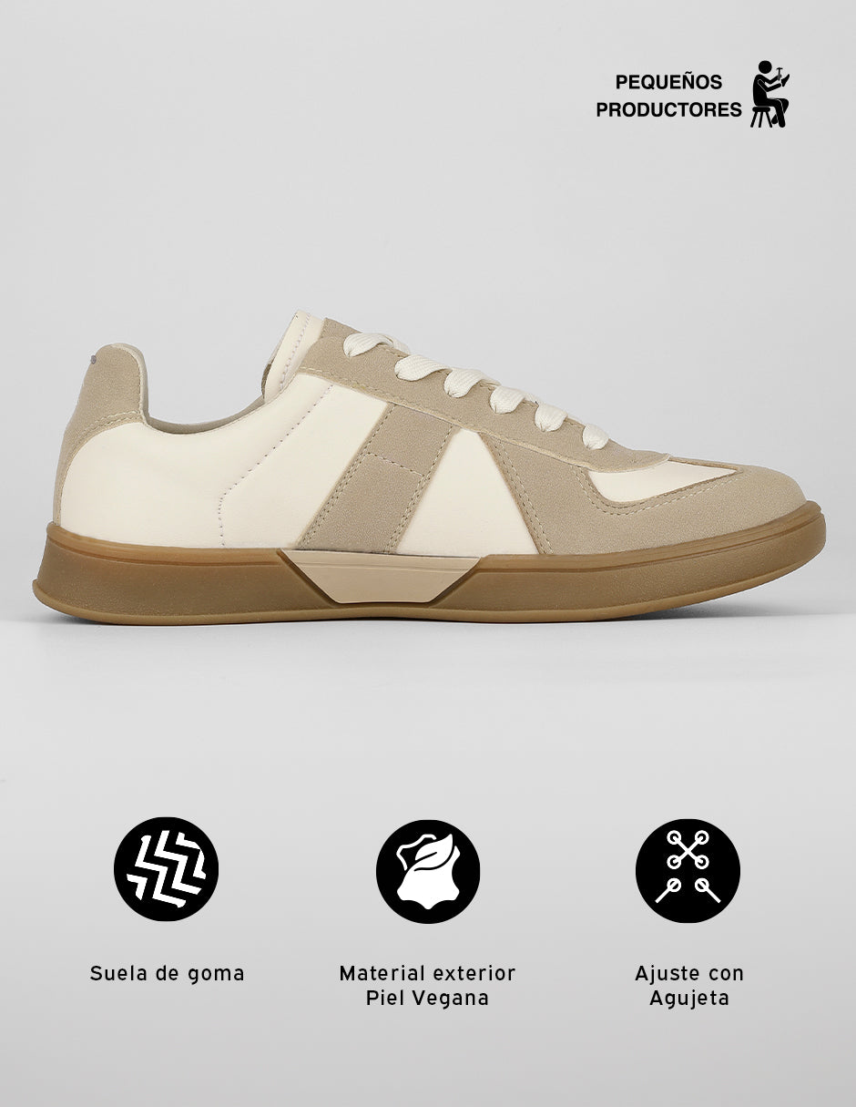 Tenis con cordones Urban en Piel vegana – Blanco