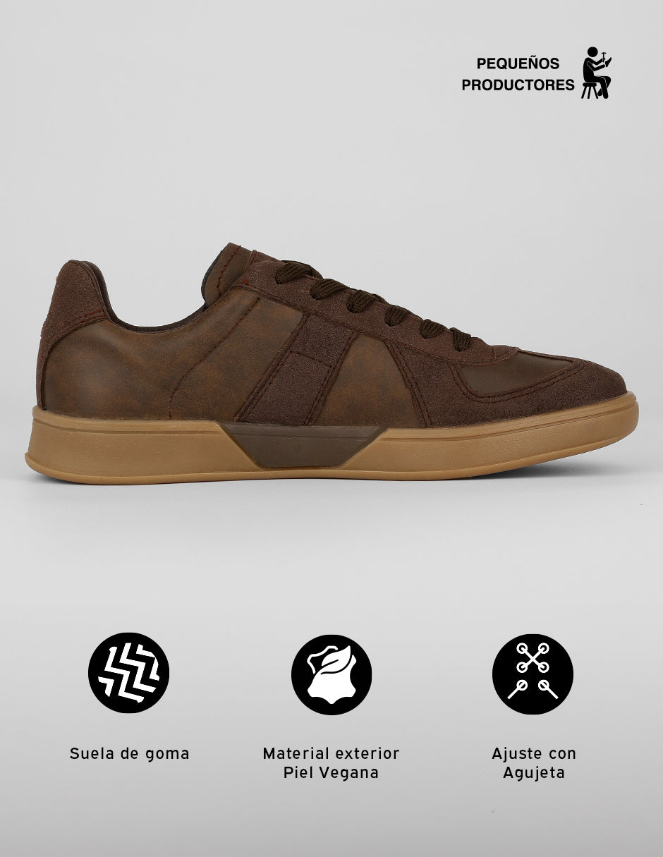 Tenis con cordones Urban en Piel vegana – Café