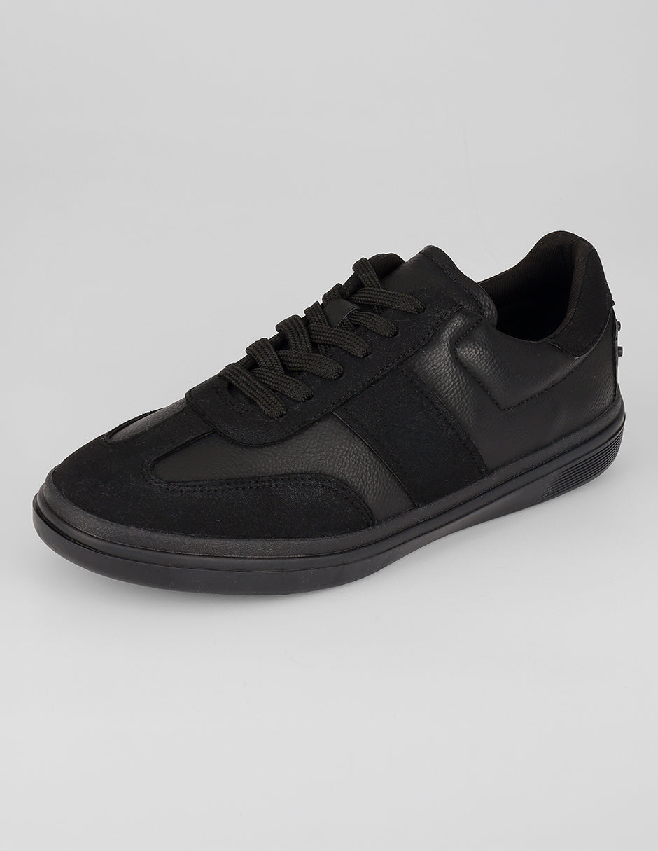 Tenis con cordones Urban en Piel vegana – Negro