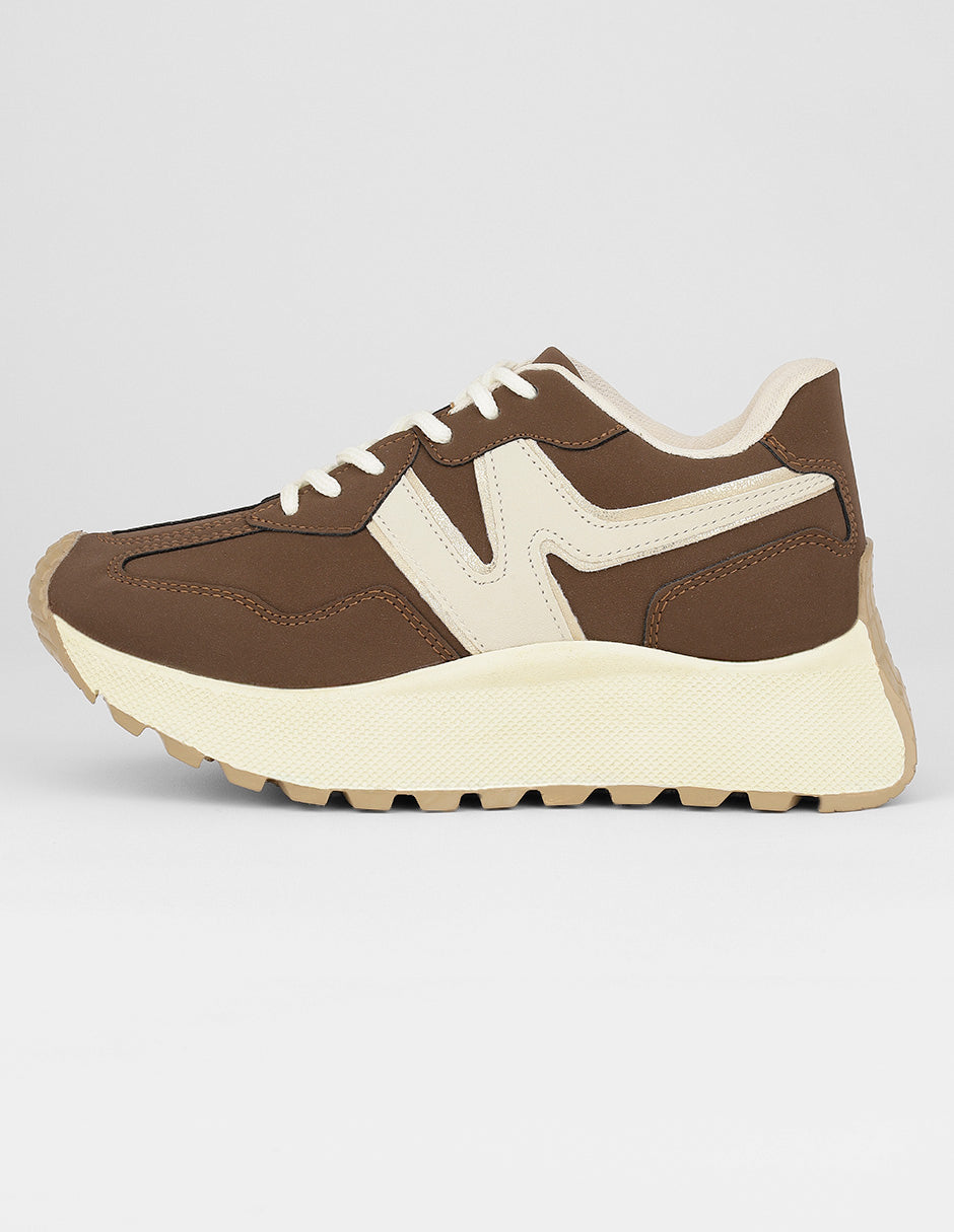 Tenis con cordones Exterior Sintético Color Café Para Mujer De RBCOLLECTION