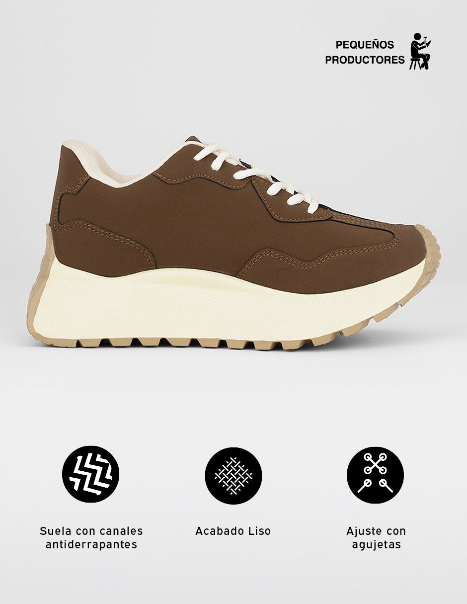 Tenis con cordones  Urban en Sintético – Café