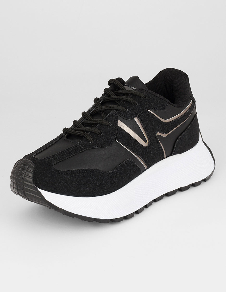 Tenis con cordones  Urban en Sintético – Negro