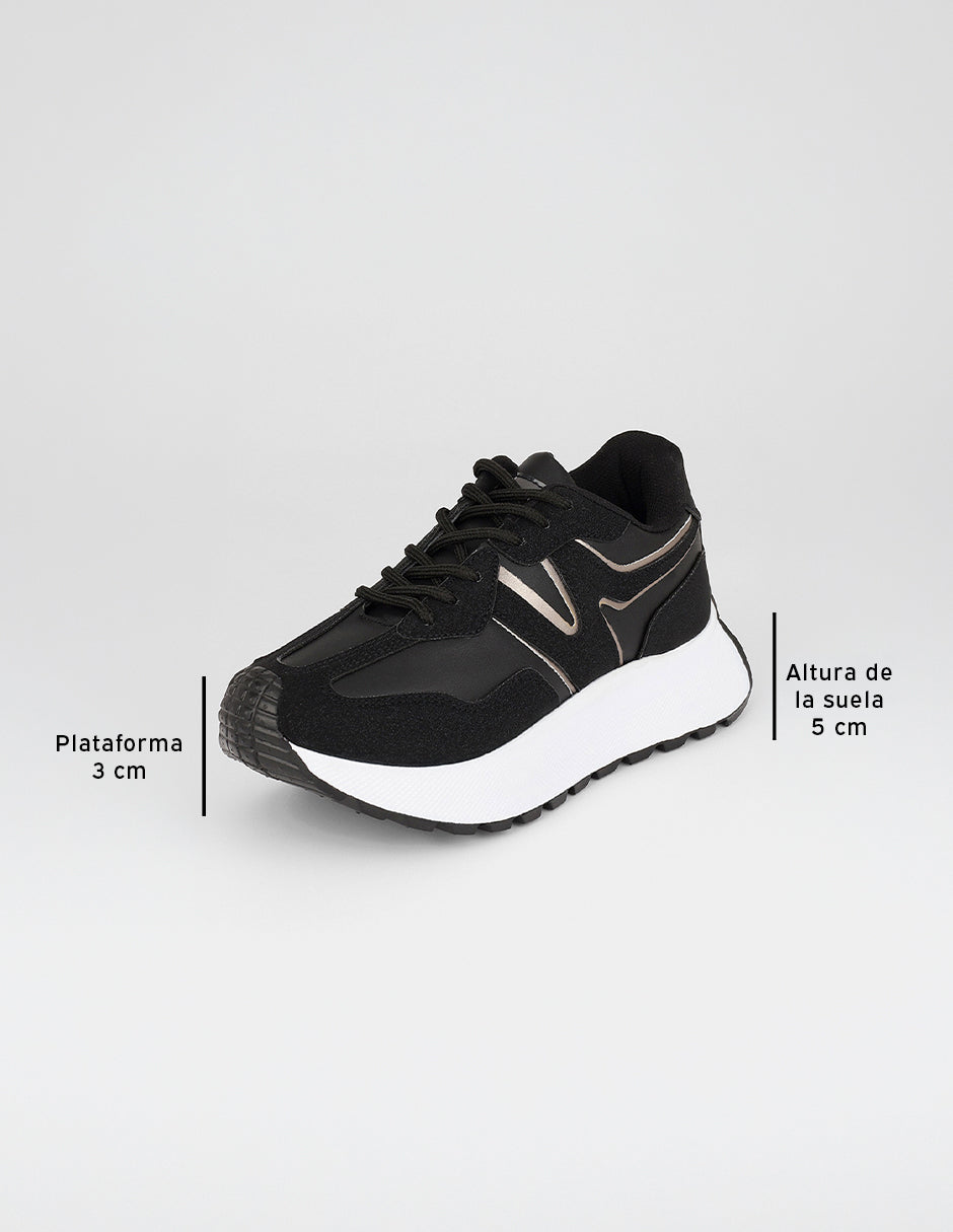 Tenis con cordones  Urban en Sintético – Negro