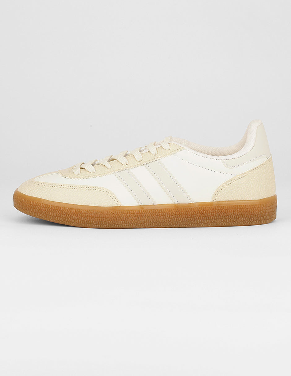 Tenis con cordones Exterior Piel vegana Color Beige Para Mujer De RBCOLLECTION