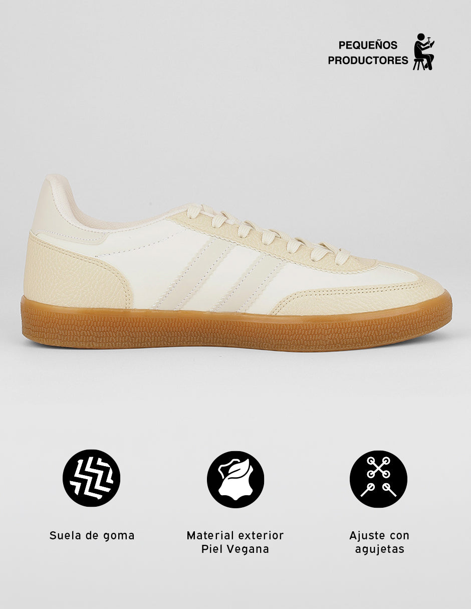 Tenis con cordones  Bear en Piel vegana – Beige