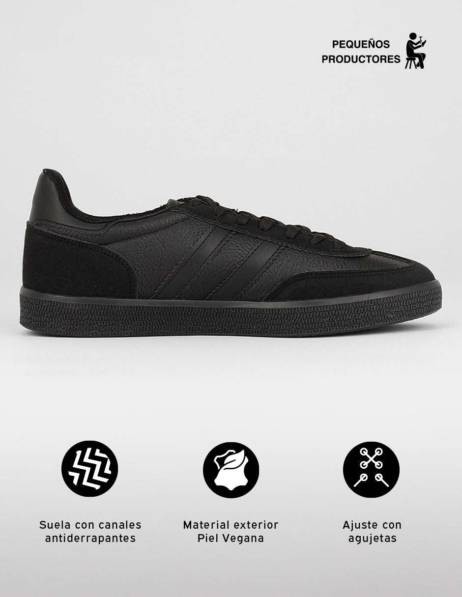 Tenis con cordones  Bear en Piel vegana – Negro