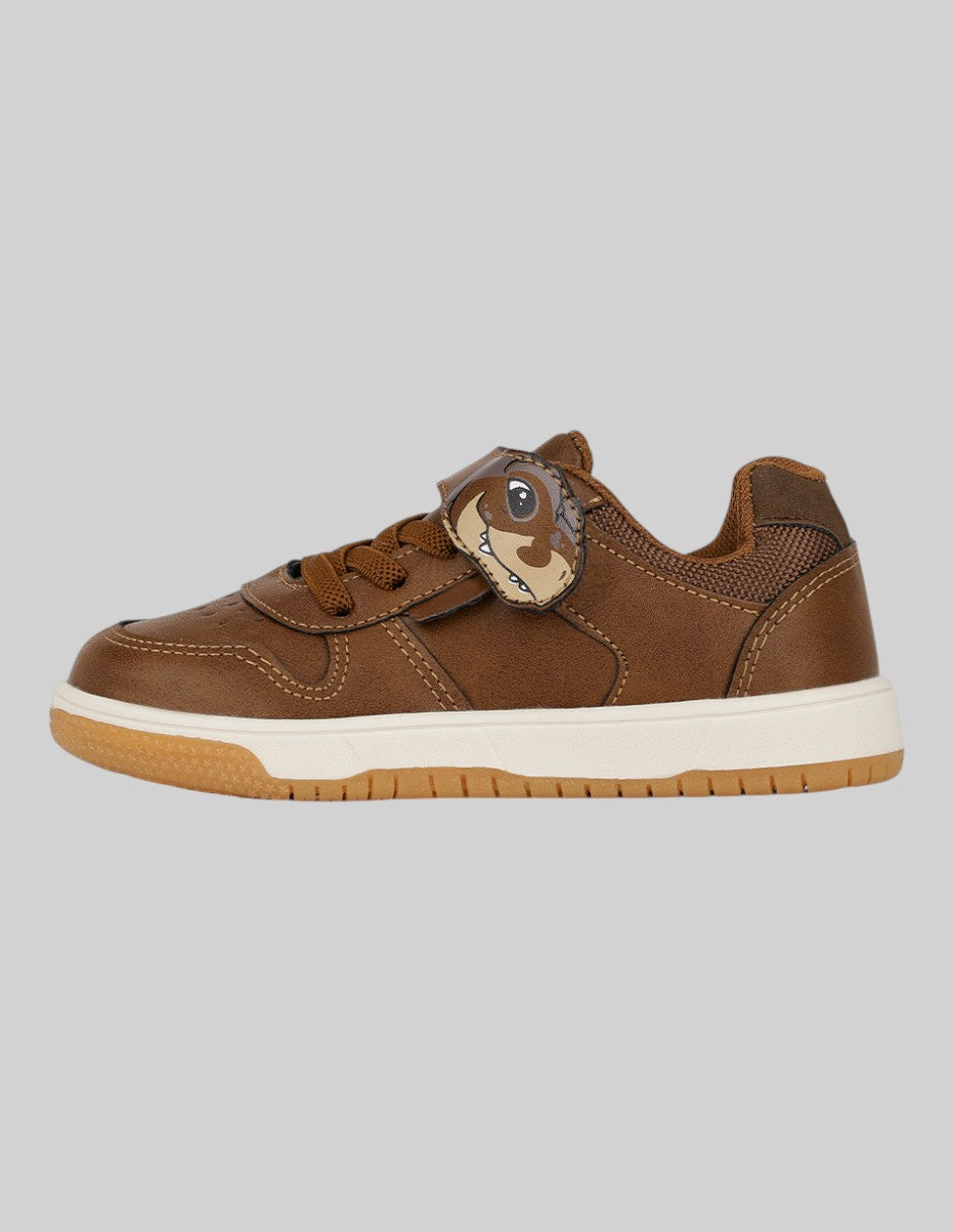 Tenis Exterior Piel vegana Color Café Para Niño De RBCOLLECTION