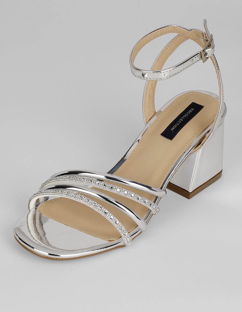 Sandalia con tacón Glowm en Sintético – Plata