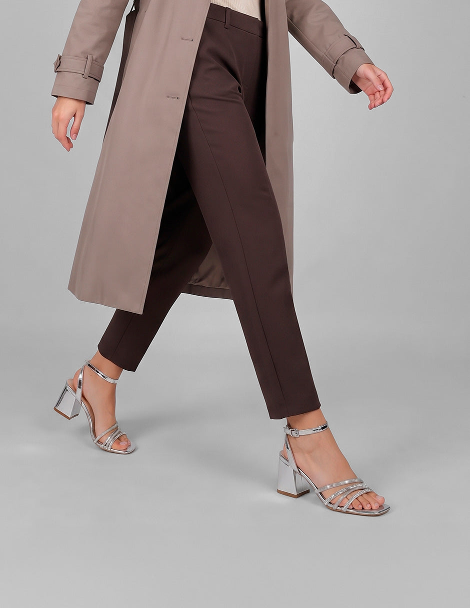 Sandalia con tacón Glowm en Sintético – Plata
