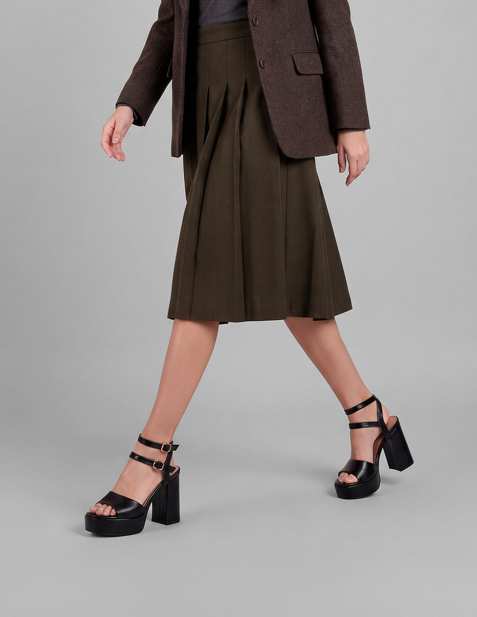 Sandalia con tacón Stela en Piel vegana – Negro