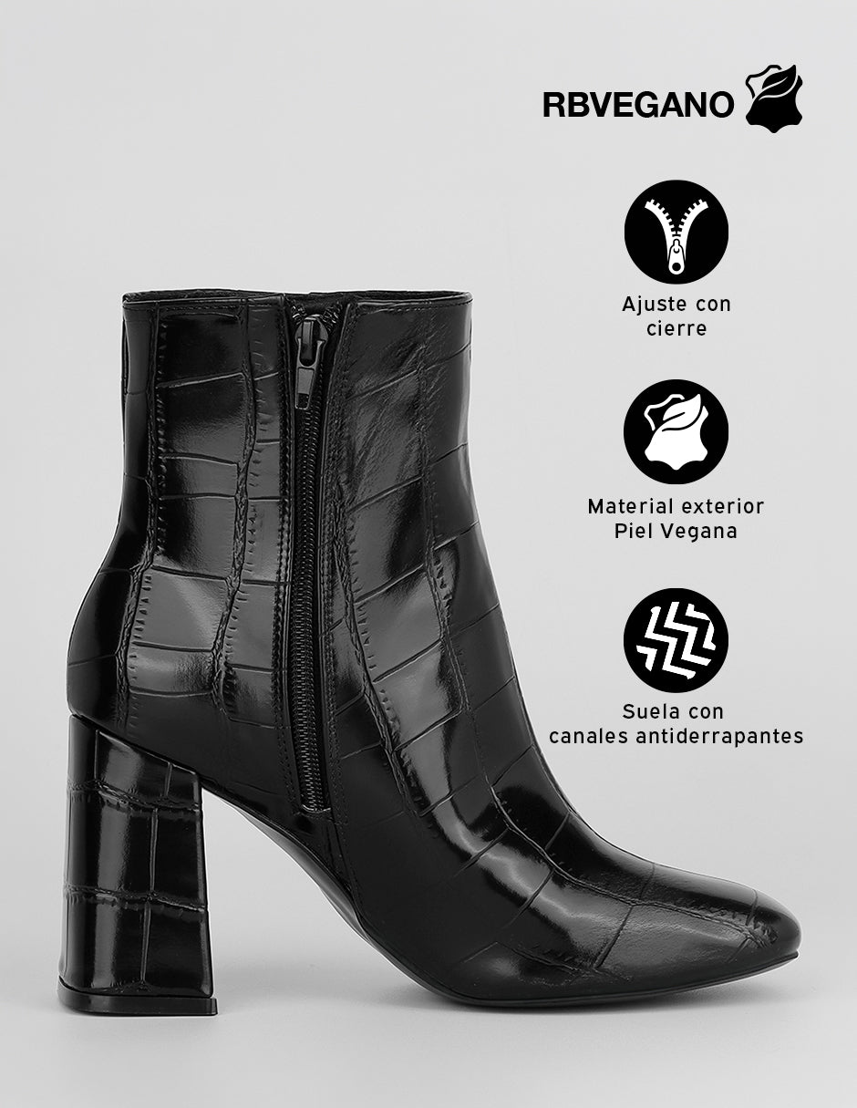 Botín con tacón Aurora en Piel vegana – Negro