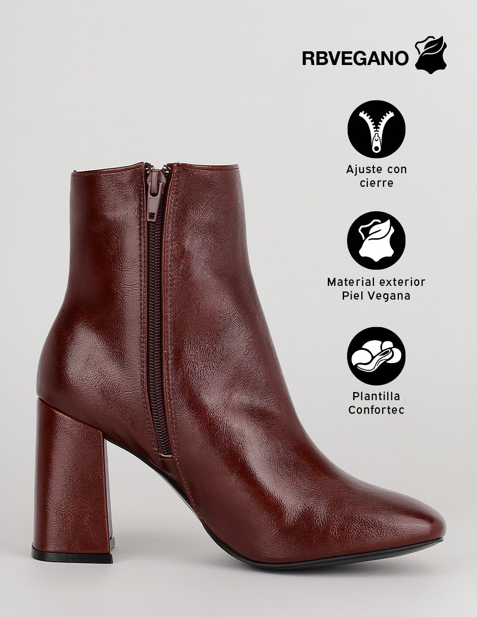 Botín con tacón Aurora en Piel vegana – Rojo