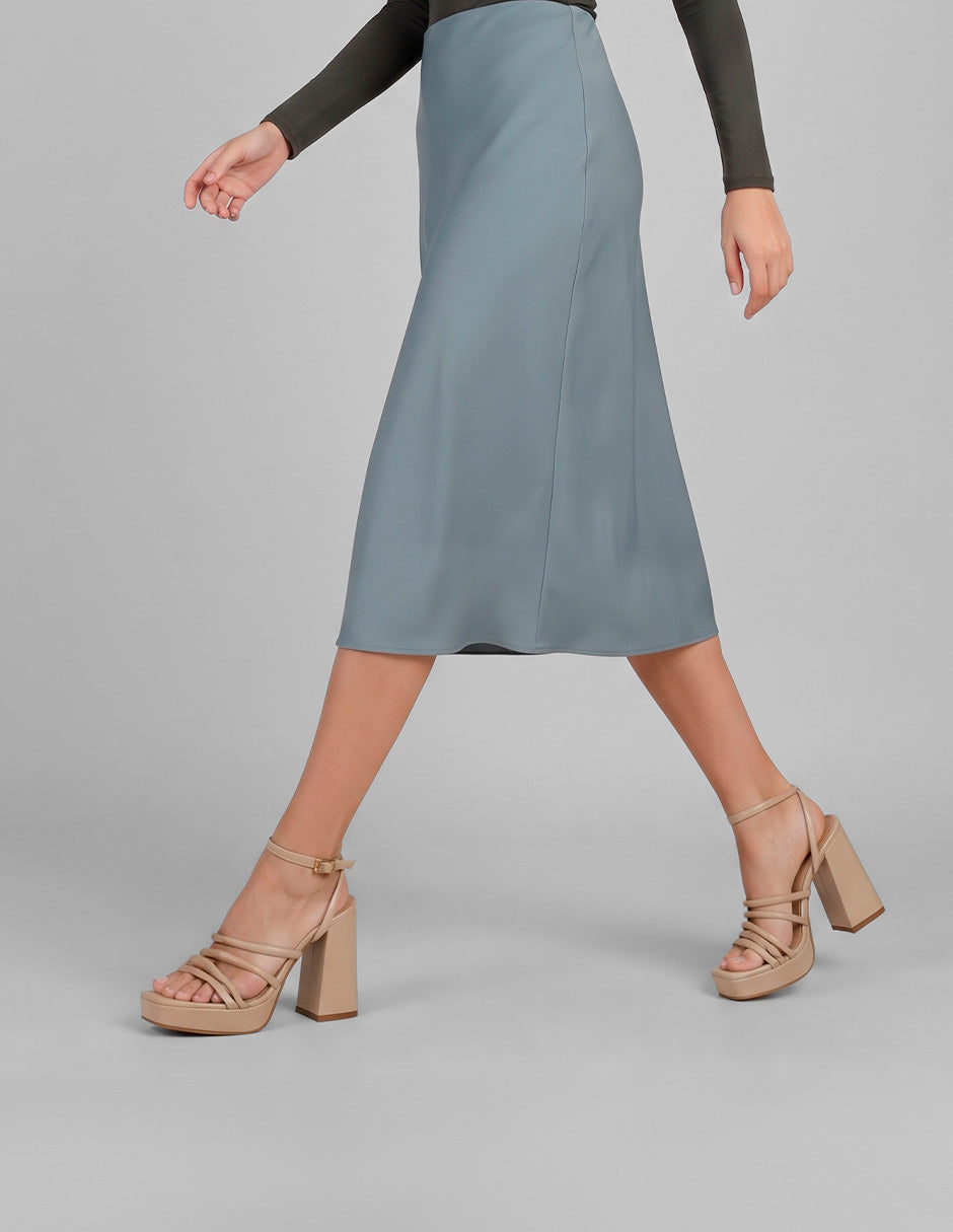 Sandalia con tacón Sylen en Piel vegana – Beige