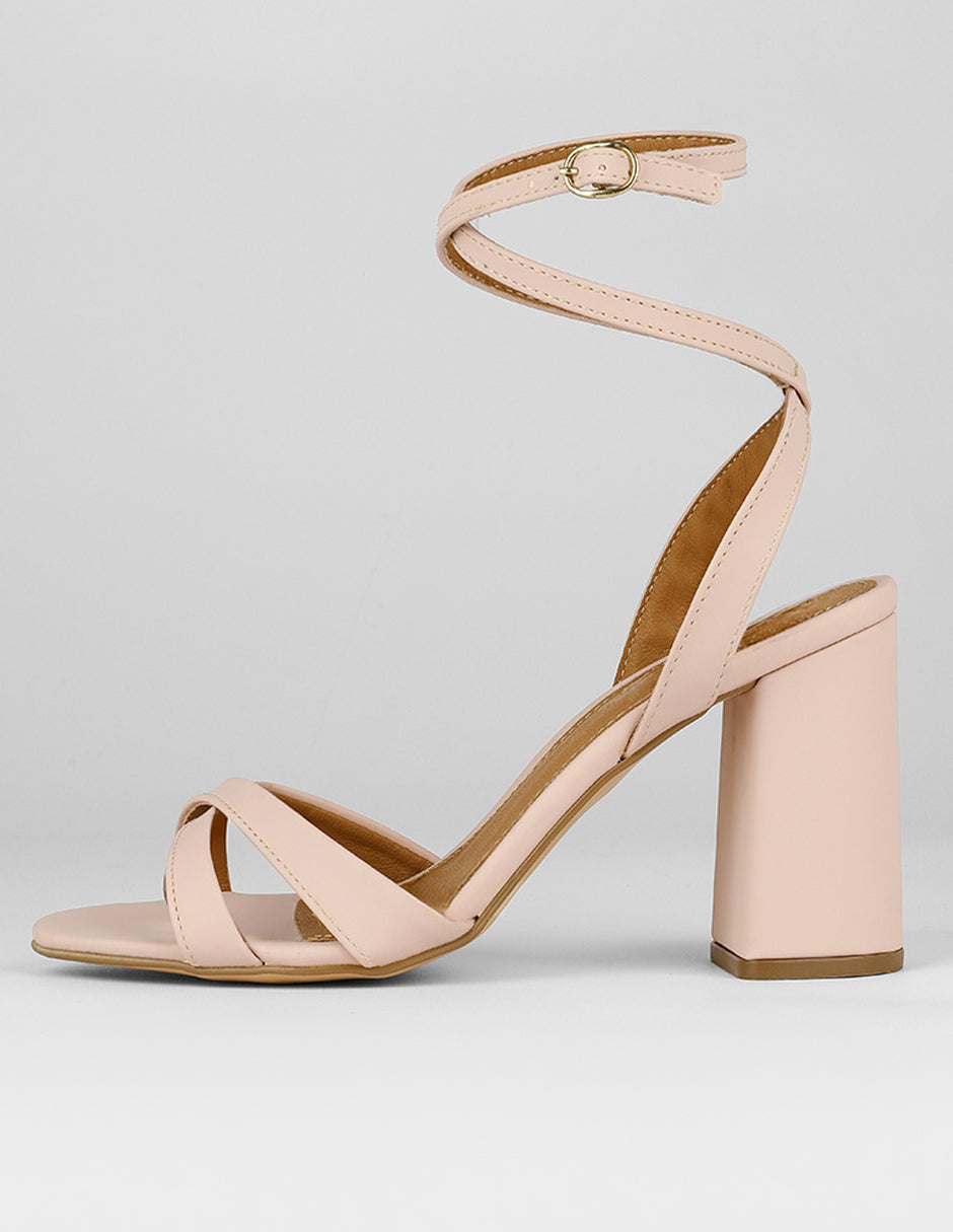Sandalia con tacón Exterior Piel vegana Color Rosa Para Mujer De RBCOLLECTION
