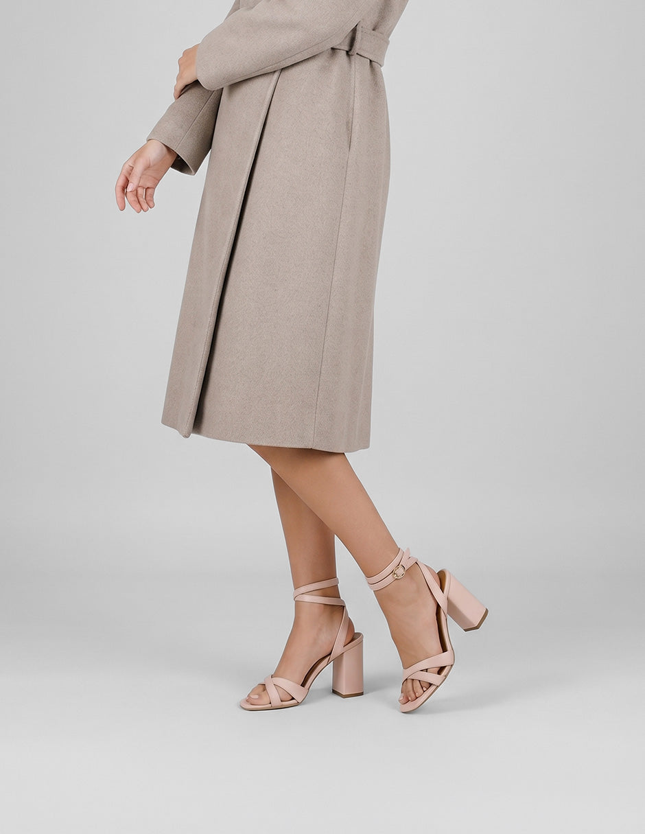 Sandalia con tacón Sylen en Piel vegana – Rosa