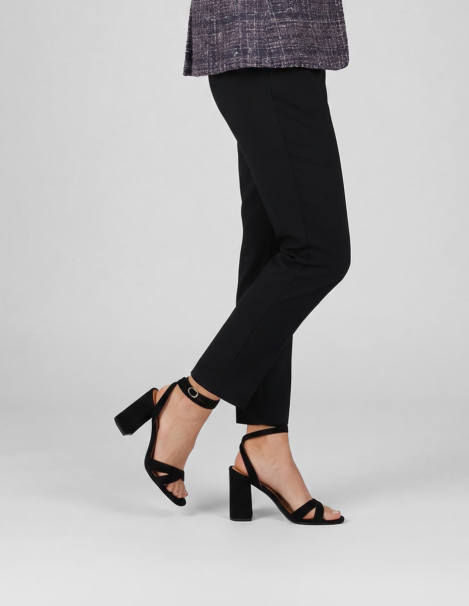 Sandalia con tacón Sylen en Textil – Negro