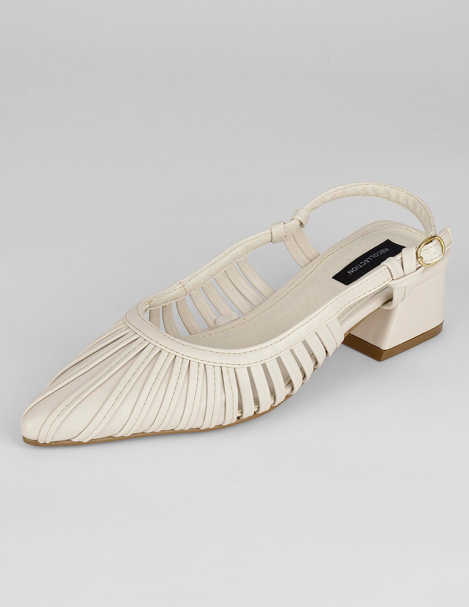 Zapatillas Slingback en Piel vegana – Beige