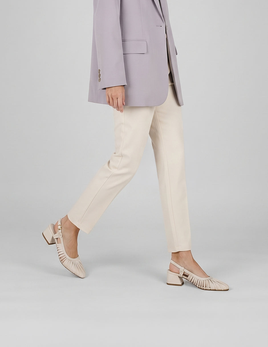 Zapatillas Slingback en Piel vegana – Beige