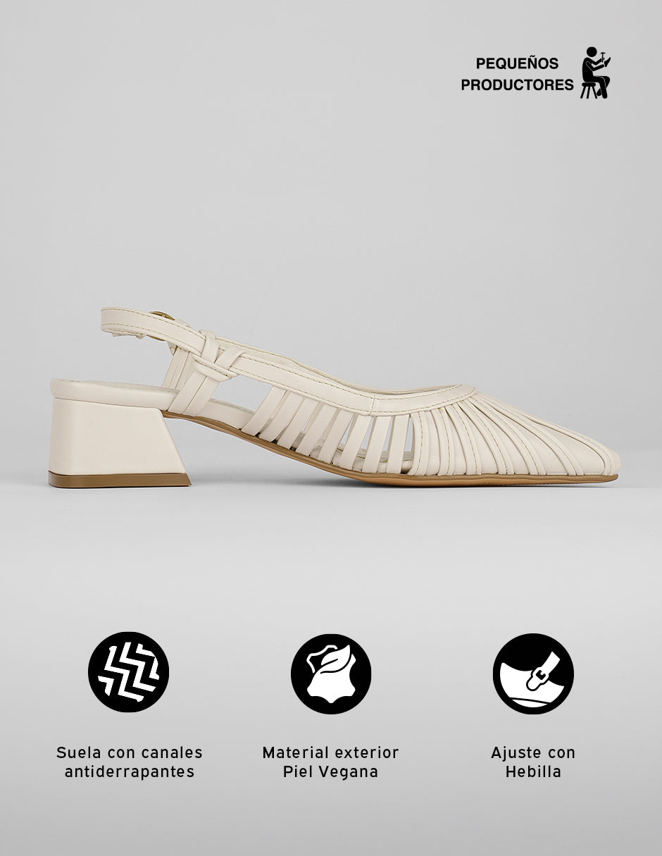 Zapatillas Slingback en Piel vegana – Beige