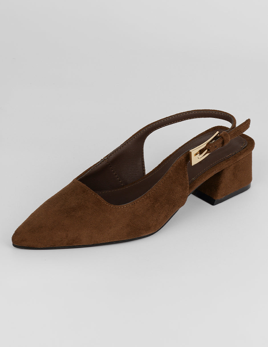 Zapatillas Slingback en Gamuza – Café