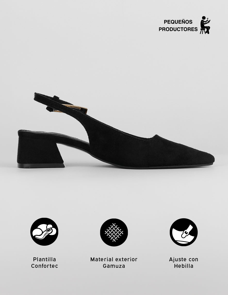 Zapatillas Slingback en Gamuza – Negro