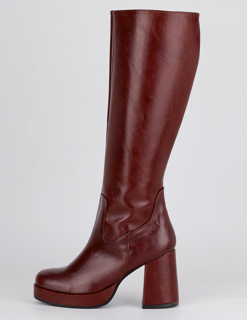 Botas altas Exterior Piel vegana Color Vino Para Mujer De RBCOLLECTION