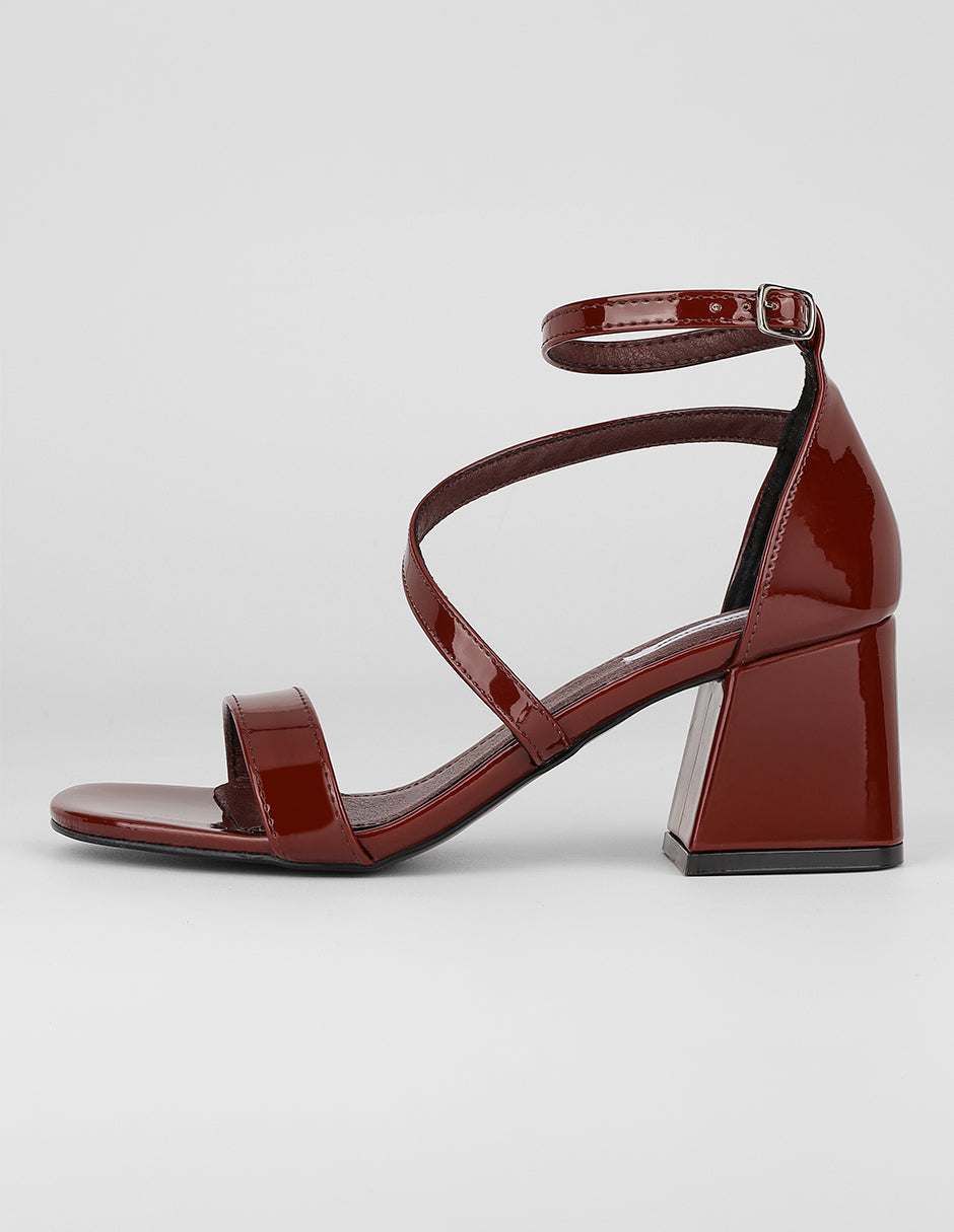 Sandalia con tacón Exterior Charol Color Rojo Para Mujer De RBCOLLECTION