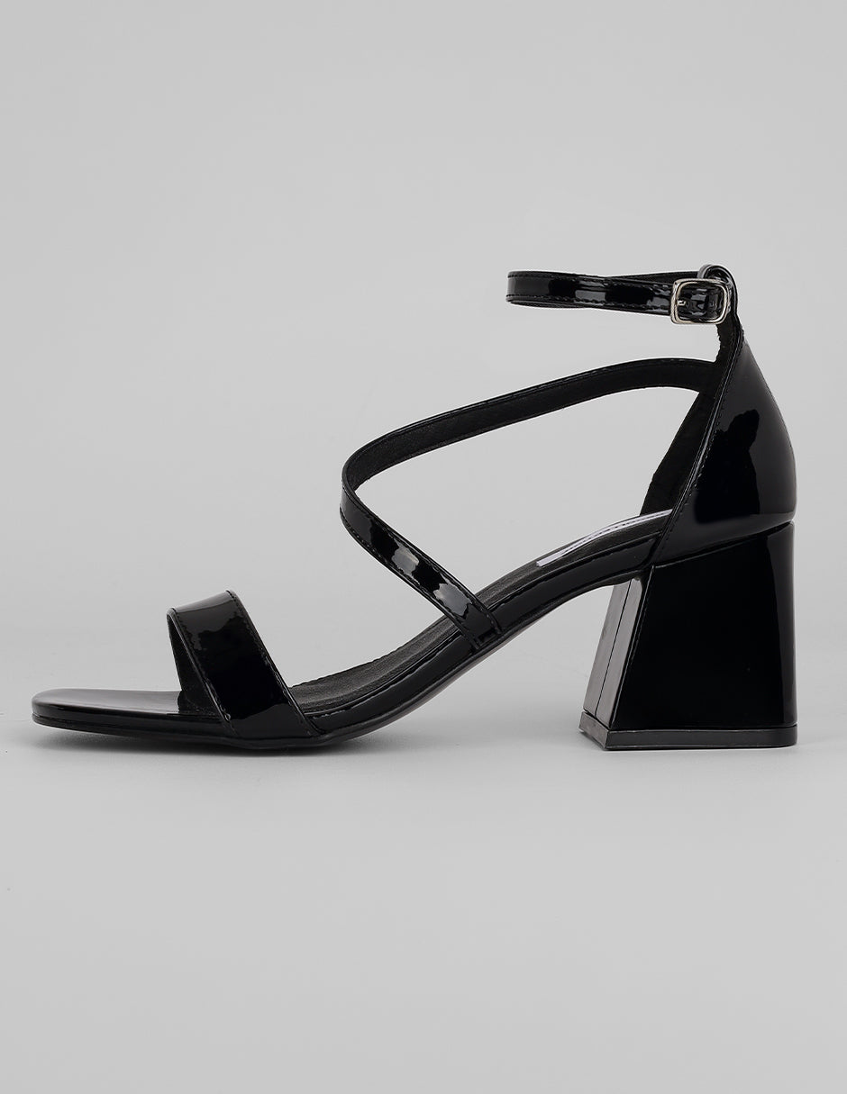 Sandalia con tacón Exterior Charol Color Negro Para Mujer De RBCOLLECTION