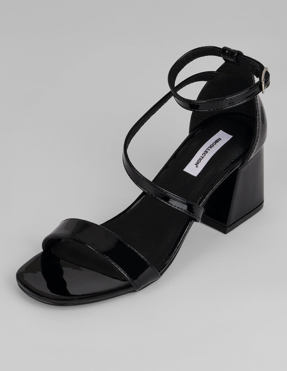 Sandalia con tacón Sylen en Charol – Negro