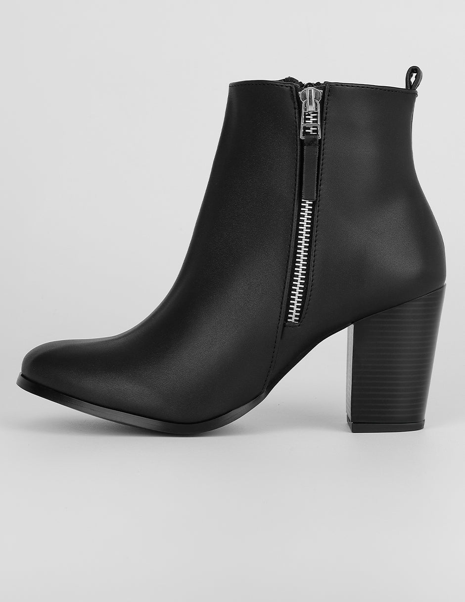 Botín con tacón Exterior Piel vegana Color Negro Para Mujer De RBCOLLECTION