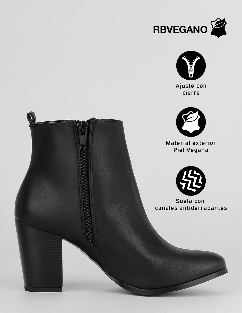 Botín con tacón Aurora en Piel vegana – Negro