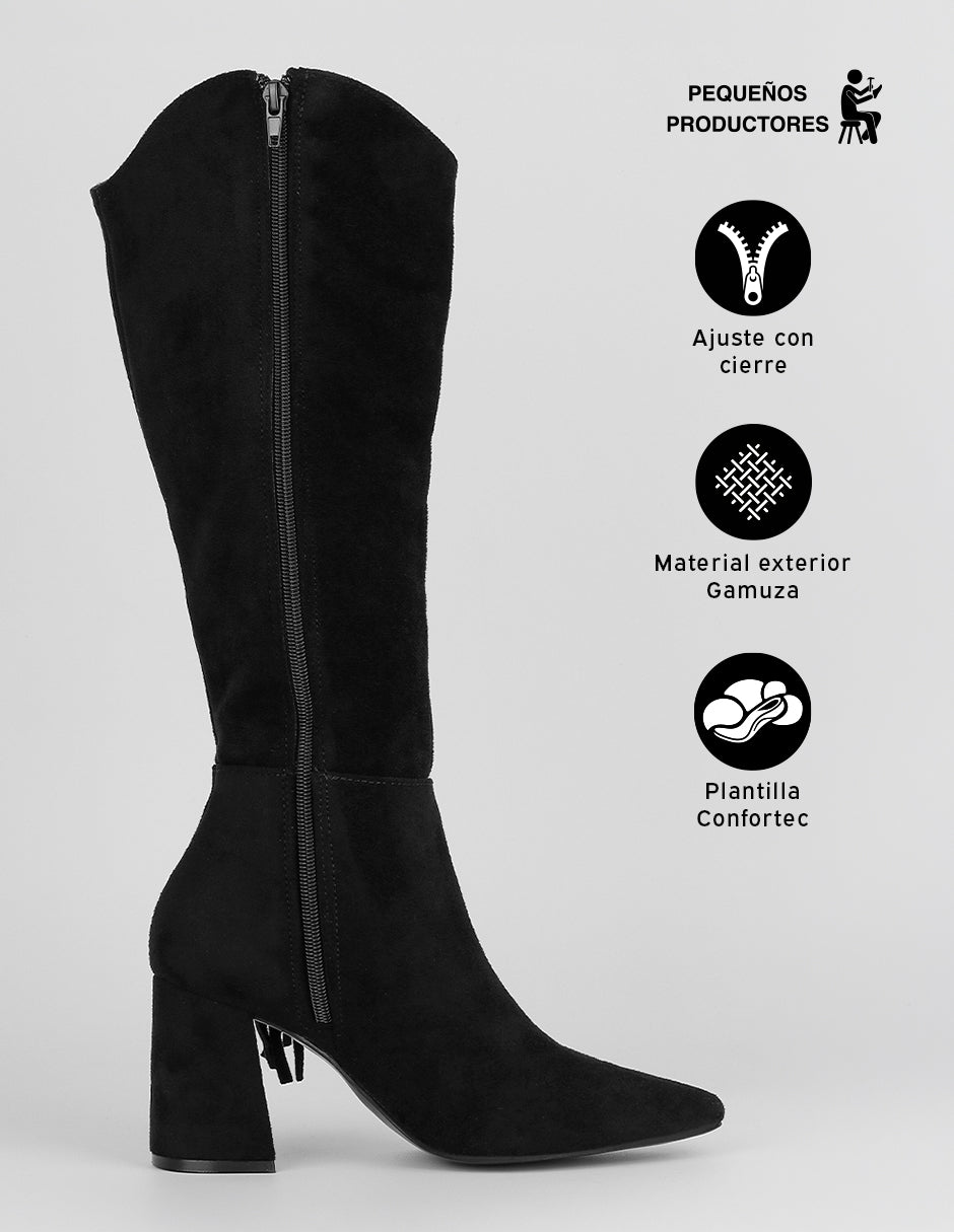 Botas altas Zhara en Gamuza – Negro