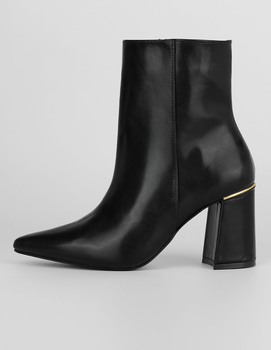 Botín con tacón Exterior Piel vegana Color Negro Para Mujer De RBCOLLECTION
