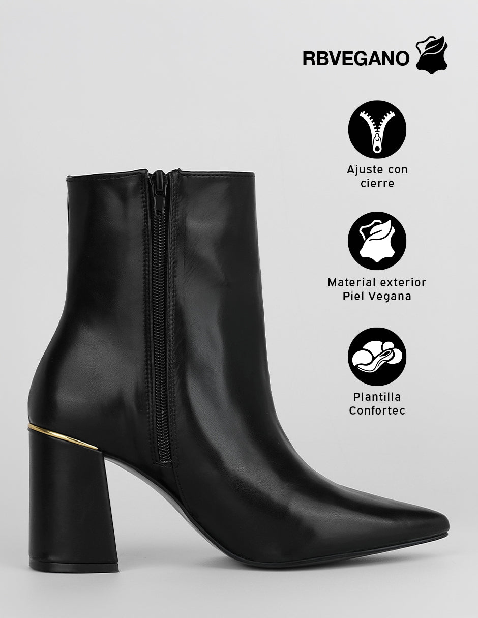 Botín con tacón Aurora en Piel vegana – Negro