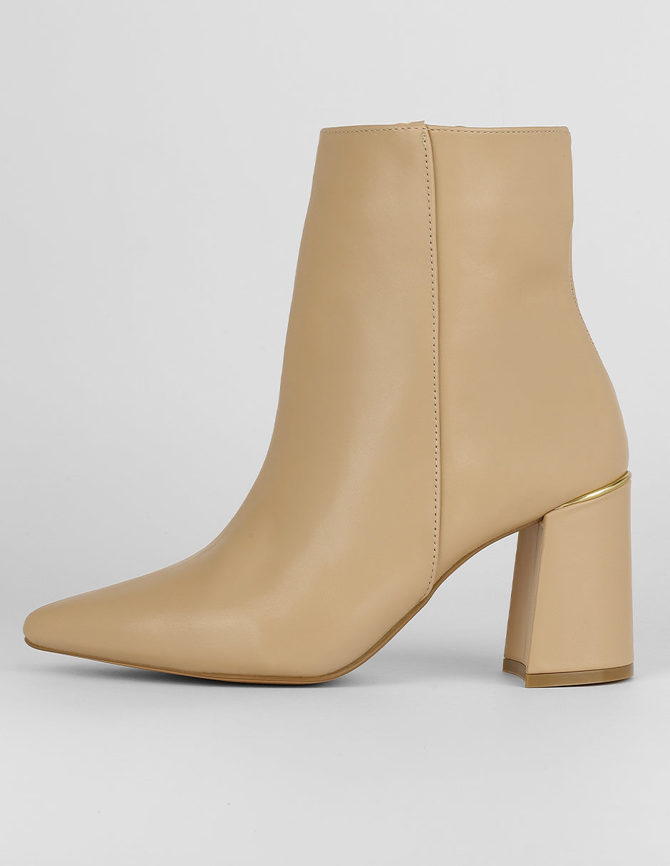 Botín con tacón Exterior Piel vegana Color Beige Para Mujer De RBCOLLECTION